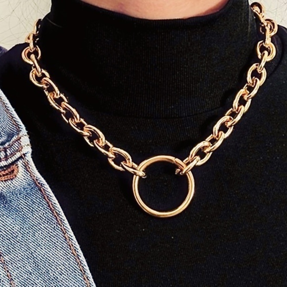 O ring 14k gold chain necklace